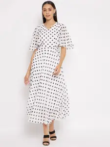 HELLO DESIGN White & Black Georgette Midi Dress