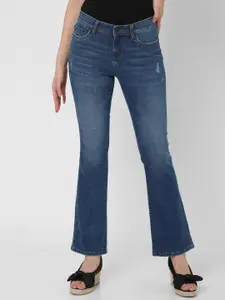 Vero Moda Women Blue Bootcut Low Distress Light Fade Jeans