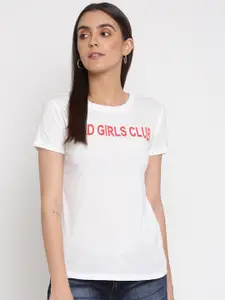 iki chic Women White Solid T-shirt