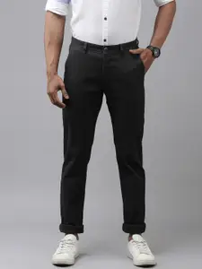 Van Heusen Sport Men Navy Blue Textured Tapered Fit Trousers