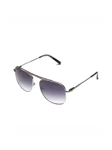 Tommy Hilfiger Men Blue Lens & Silver-Toned Full Rim Square Sunglasses