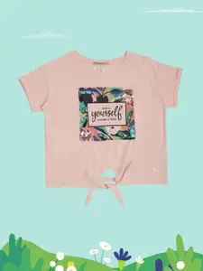 Pepe Jeans Girls Pink Typography Printed Cotton T-shirt