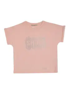 Pepe Jeans Girls Pink Typography Printed T-shirt