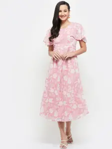 max Pink Floral Printed Midi Dress