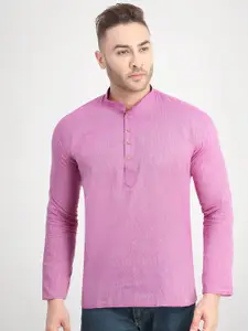 RG DESIGNERS Men Purple Solid Handloom Cotton Short Kurta