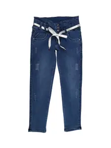V-Mart Girls Blue Classic High-Rise Low Distress Light Fade Jeans