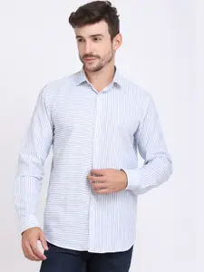JJAAGG T Men Blue & White Classic Striped Casual Shirt