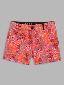 ELLE Girls Coral Floral Printed Pure Cotton Shorts