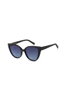 John Jacobs Women Blue Lens & Black Cateye Sunglasses 137927