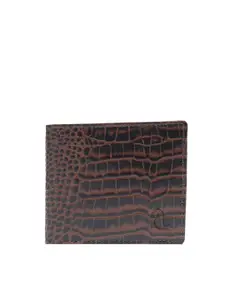 Kara Men Brown Textured Leather Two Fold Wallet