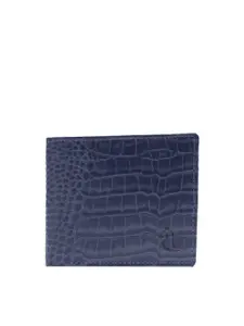 Kara Men Navy Blue Textured Leather Two Fold Wallet
