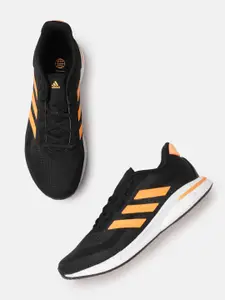 ADIDAS Men Black & Orange Woven Design Bounce & Boost Midsole Supernova Running Shoes