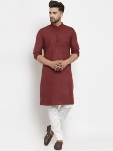 Kaifoo Men Maroon Kurta with Churidar