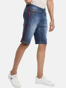 Campus Sutra Men Blue Washed Denim Outdoor Denim Shorts