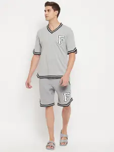 FUGAZEE Men Grey & Black T-shirt with Shorts