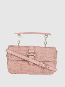 Hidesign Women Pink Textured Leather Satchel