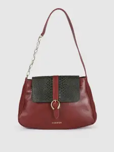 Hidesign Maroon Leather Structured Satchel