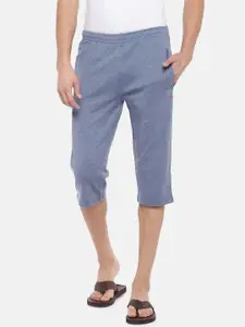 Sweet Dreams Men Blue Solid Cotton Three Fourth Lounge Pants