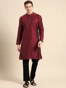 Anouk Men Maroon Cotton Silk Kurta