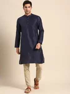 Anouk Men Navy Blue Solid Kurta