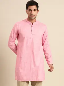 Anouk Men Pink Cotton Silk Kurta