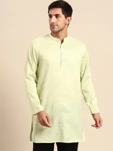Anouk Men Green Cotton Silk Kurta
