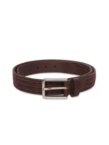 Belwaba Men Brown Striped Leather Belt
