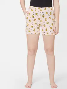 SDL by Sweet Dreams Women Pink & Yellow Printed Lounge Shorts