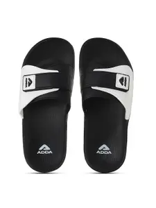 Adda Men Black & White Printed Sliders