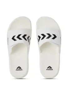 Adda Men White & Black Printed Rubber Sliders