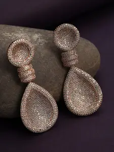 SOHI Women Rose Gold Contemporary Drop Earrings