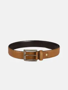 Peter England Men Tan Textured Leather Formal Belt