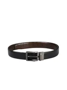 Peter England Men Black Textured Leather Formal Belt