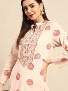 Anouk Peach-Coloured Ethnic Motifs Ethnic Cotton Maxi Dress