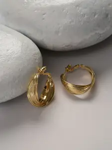 SOHI Gold-Toned Contemporary Hoop Earrings