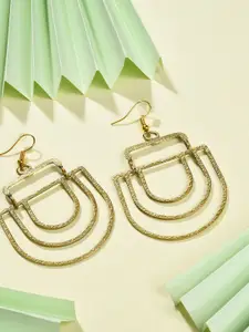 SOHI Gold-Toned Contemporary Studs Earrings