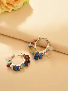 SOHI Multicoloured & Gold-Plated Contemporary Hoop Earrings