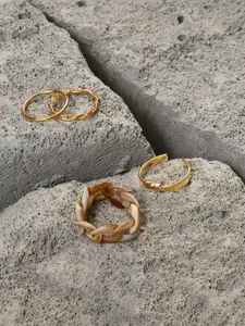 SOHI Pack Of 4 Gold-Plated Finger Rings
