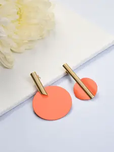 SOHI Orange Contemporary Drop Earrings