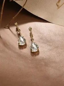 SOHI Gold-Plated Contemporary Drop Earrings