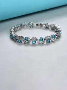 SOHI SOHI Women Blue Silver-Plated Bangle-Style Bracelet