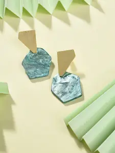 SOHI Green Gold Plated Studs Earrings