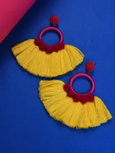 SOHI Yellow Contemporary Drop Earrings