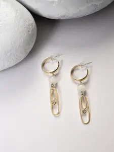 SOHI Gold-Plated Contemporary Drop Earrings