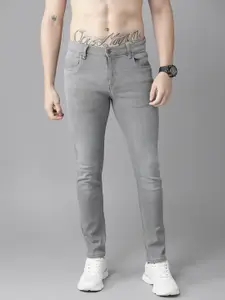 Roadster Men Grey Skinny Fit Light Fade Stretchable Jeans