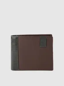 Woodland Men Coffee Brown Leather Two Fold Wallet