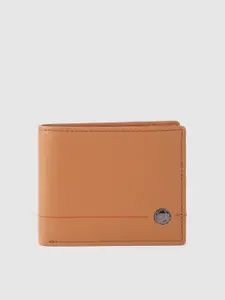 Woodland Men Tan Brown Solid Leather Two Fold Wallet