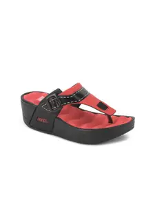 Adda Women Red & Black Flatform Sandals