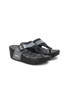 Adda Grey & Black Wedge Heels with Buckles