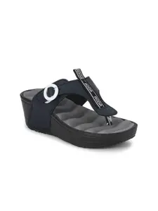 Adda Grey & Navy Blue Flatform Sandals